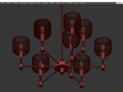 Honeycombs on 9 lamp Low-poly 3D model