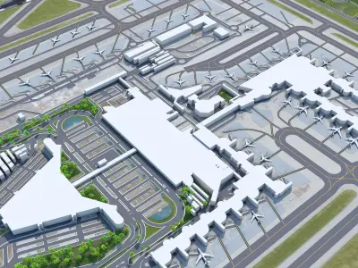 Palma de Mallorca Airport 10km Low-poly 3D model