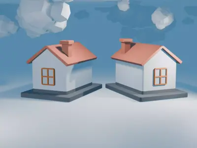 Pack de casas minimalistas de baja poligonizacion 3 casas  3D model