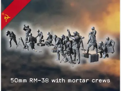 50mm RM-38 Soviet light mortars squad with 15 crews 3 - Soviet a 3D print model