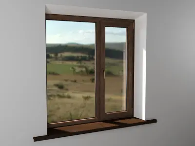 PVC windows wenge color brown high details 3D model