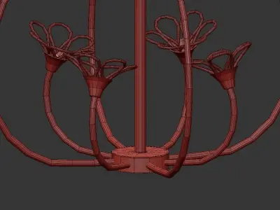 DOMINICA brass chandelier with clear glass flowers 3D model