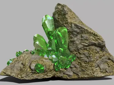 Crystal Set rock with crystals Low-poly 3D model order
