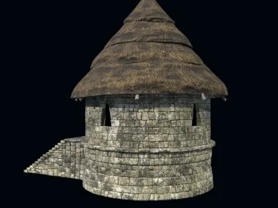 OLD ANCIENT HOUSE AZTEC MAYAN INCA STONE TEMPLE COLLECTION Low-poly 3D model