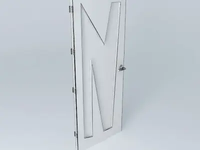 Letter N 3D door very detail with glass lock and hinger Free 3D model