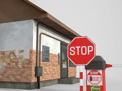 Security Booth - PBR - VR AR Low-poly 3D model