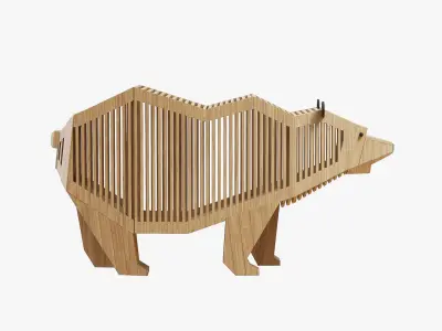Wooden bear for playgrounds 3D model