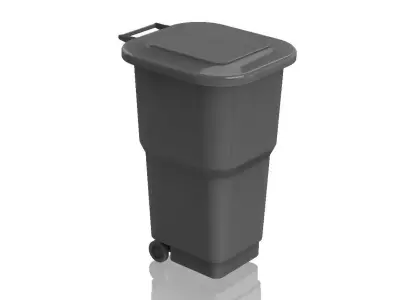 Wheelie Bin with lid Low-poly 3D model