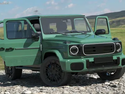  Luxury Electric Off Road Green SUV Rigged for Maya 