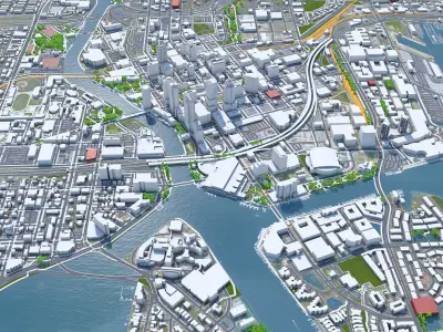 Tampa Downtown Florida USA Low-poly 3D model