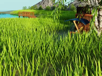 House near the mountains 3D model