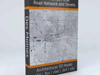 Des Moines Road Network and Streets 3D model