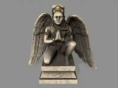 Angel egyptian statue with wings Low-poly 3D model buy