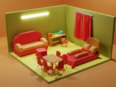  A ISOMETRIC 3D ROOM DESIGN WITH HIGH POLY  3D model