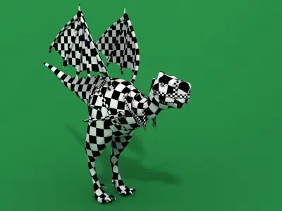 Dragon with wings Low-poly 3D model