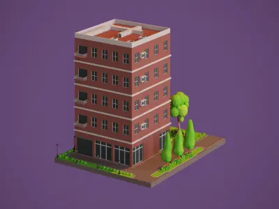 Apartment Building Low-poly 3D model