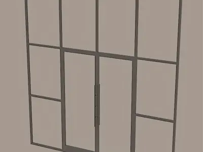 ARCHITECTURE STOREFRONT DOOR 4 PANEL WITH SIDE WINDOWS 3D model