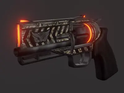 Sci-fi revolver Low-poly 3D model