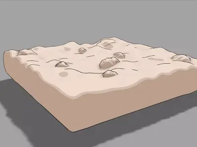 2D Rocky Ground Cel Shaded Low-poly 3D model