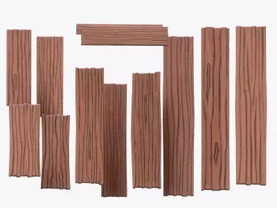 Stylized Wood Plank Low-poly 3D model