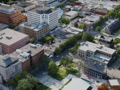 Urban city with large buildings 3D model