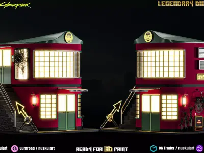 Futuristic Sci-Fi Restaurant - Multi Part - 3D Printing 3D print model