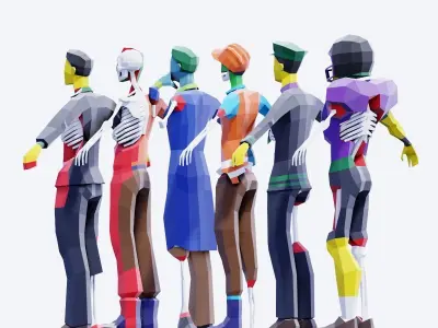 Low Poly Zombies - Animated and Rigged Low-poly 3D model