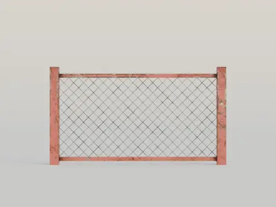 Industrial Fence and Railing - Red Free 3D model