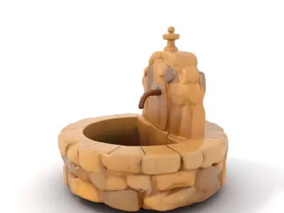 Rustic Stone Fountain model pack Low-poly 3D model