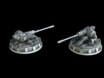 Sci-Fi Turret Gun and Missiles Pack 3D model