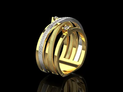 Ring with Diamonds N139  3D print model