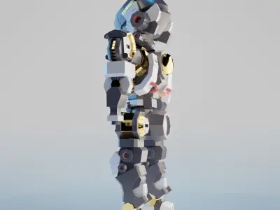 Samurai Chibi Gundam Robot Low-poly 3D model