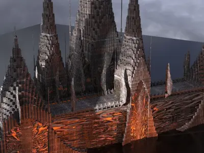 Norse Gods Engraved Dark Tower Fort 2 3D model