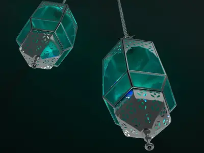 blue Ramadan fanous lantern Islamic 3D model