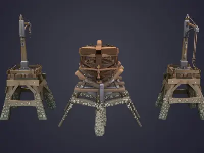 Game Boat - Building Pier Low-poly 3D model