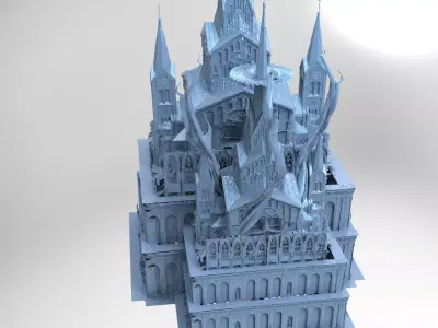 Steampunk pendulum towers city exterior 3D model