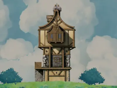 fantasy Stylized Medieval House b7 3D model
