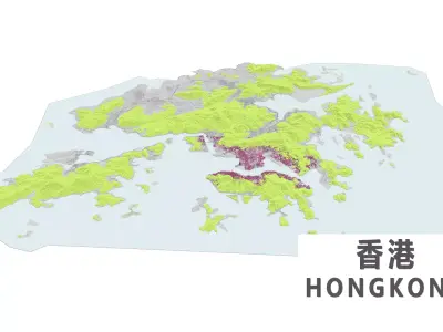 HONGKONG urban planning maquett  building  3D Topography MODEL 3D model