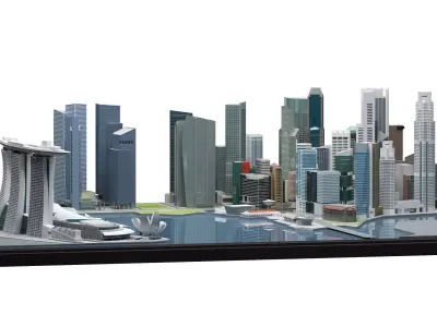 Singapore City Low-poly 3D model
