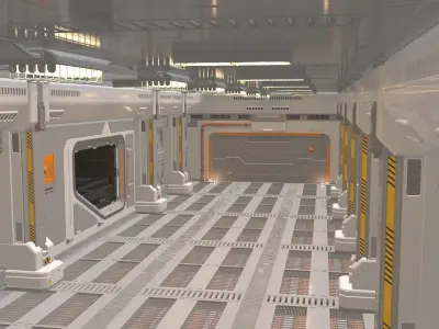 sci fi corridor 3D model