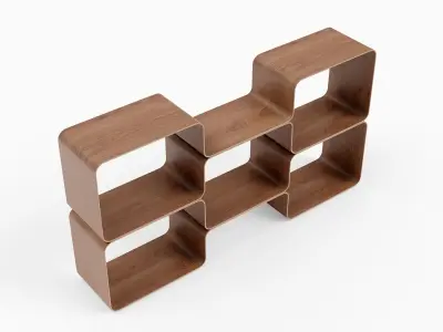 Bookshelf modern Low-poly 3D model