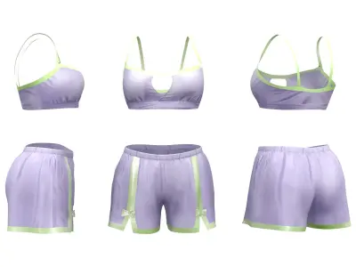 Loungewear Shorts And Bralet Low-poly 3D model