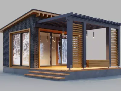 Pavilion with terrace and pergola 3D model