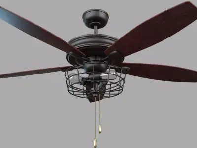 52inch Glenpool 5 - Blade Caged Ceiling Fan with Pull Chain 3D model