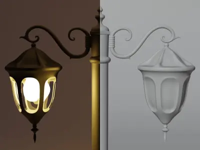 Street Lamp Low-poly 3D model 24