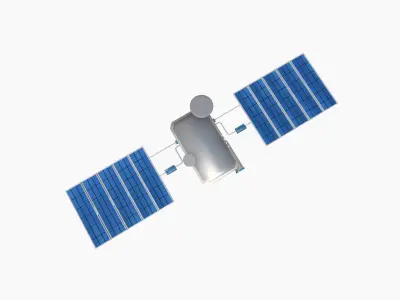 Satellite I03 White Blue - SciFi Space Design Low-poly 3D model
