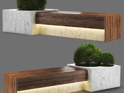 bench1150-280cm concrete bench with plant in it 3D model