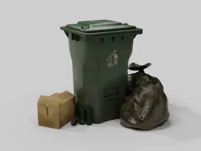 Recycle Bin 000 Low-poly 3D model