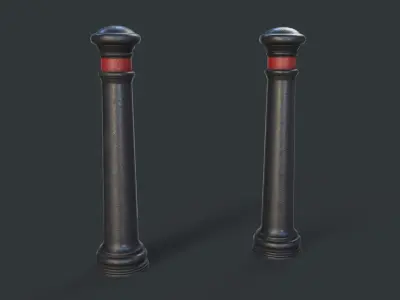 Street Bollard 12 PBR Game Ready Low-poly 3D model