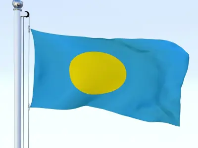 Animated Palau Flag Low-poly 3D model